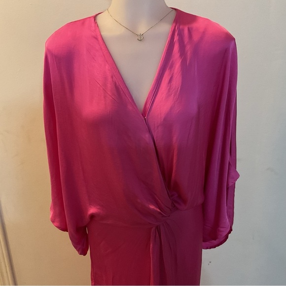 NWT YOUNG FABULOUS & BROKE THE SIREN ASYMMETRIC WRAP DRESS RASPBERRY SIZE S - Picture 7 of 15